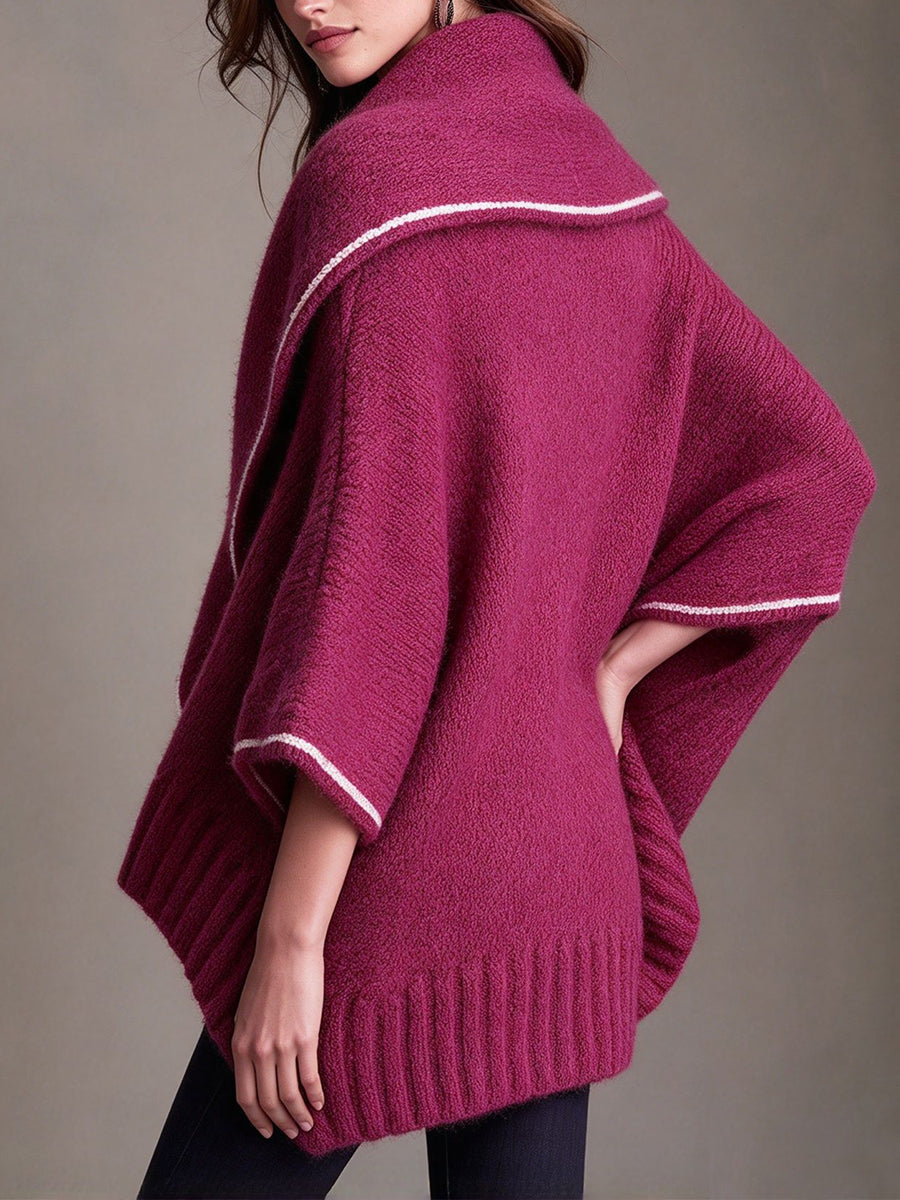 Cozy Draped Shawl-Collar Knit Cardigan