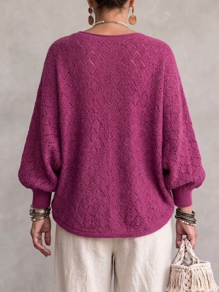Knit Top With A Cowl Neck, Cut-out Details, And Lantern Sleeves（No lace inner layer）