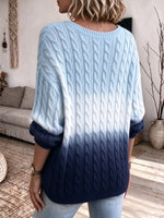 Cozy Ombré Cable-Knit V-Neck Pullover
