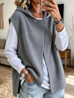 Casual Snap-button Hooded Knitted Sweater Vest