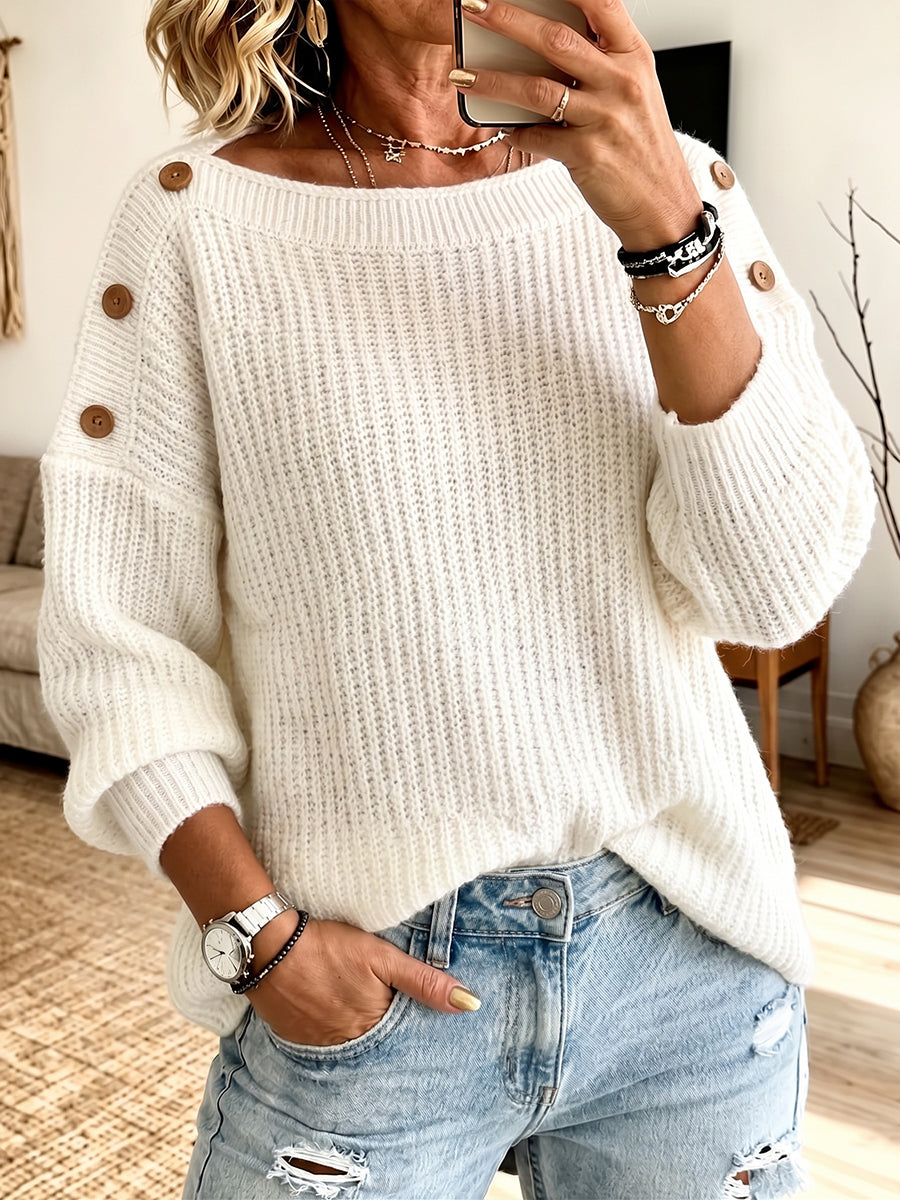 Cozy Textured Off-The-Shoulder Knit Pullover