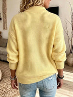 Half-zip, Ribbed-knit, Loose-fit Sweater With A Fold-over Collar