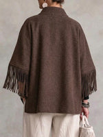 Stand-collar Jacket With Metal Clasps And Fringe