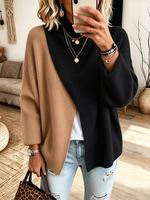 Casual Stylish Colorblock Ribbed Turtleneck Sweater