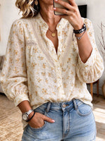 Vintage-style Floral Lace Cotton Shirt