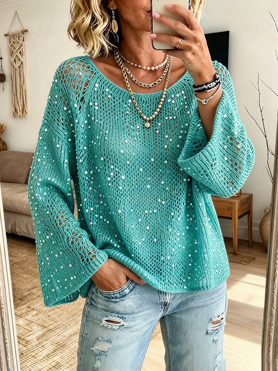 Chic Sparkling Sequin Knit Sweater Top