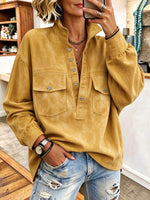 Chic Star-button Utility Oversized Blouse