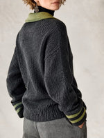 Chic Color-block Collared Knit Cardigan