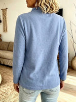 Brushed Long-sleeve Top With A Mock Neck And Diagonal Pleats