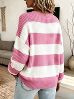 Cozy Striped V-Neck Knit Pullover