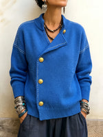 Bohemian-Edge Asymmetric Double-Breasted Cardigan