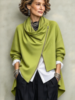 Chic Urban Green Asymmetrical Zip Jacket