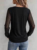 V-neck Wrap-style Long-sleeve Lace Top