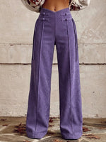 Casual Corduroy Trousers With Frog-button Detail