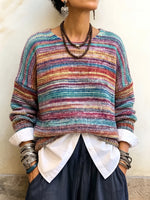 Artisan Striped Layered-Look Knit Pullover