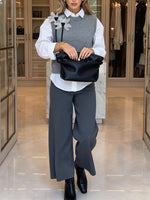 Casual 3d Floral Knit Vest And Wide-leg Pants Set