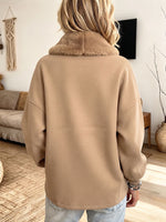 Cozy Stylish Fleece Khaki Zip-up Jacket