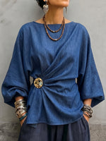 Chic Tencel Denim Wrapped Blouse