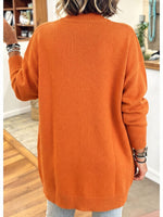 Casual Asymmetrical Orange Knit Tunic Sweater