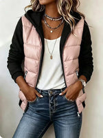 Casual Paneled Hooded Quilted Padded Jacket