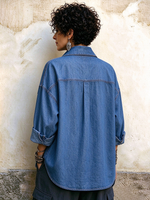 Casual Relaxed Asymmetric Button Up Denim Shirt