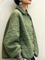 Casual Geometric-quilted Cotton Jacket