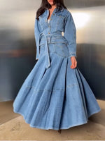 Chic A-line Denim Midi Skirt