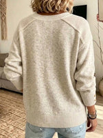 Loose-fit Henley-neck Knit Top With Colored Buttons