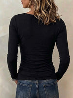 Long-sleeve Top With Cowl Neck And Lace Panels