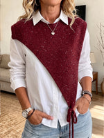 Chic Asymmetric Shimmer Knit Poncho Top