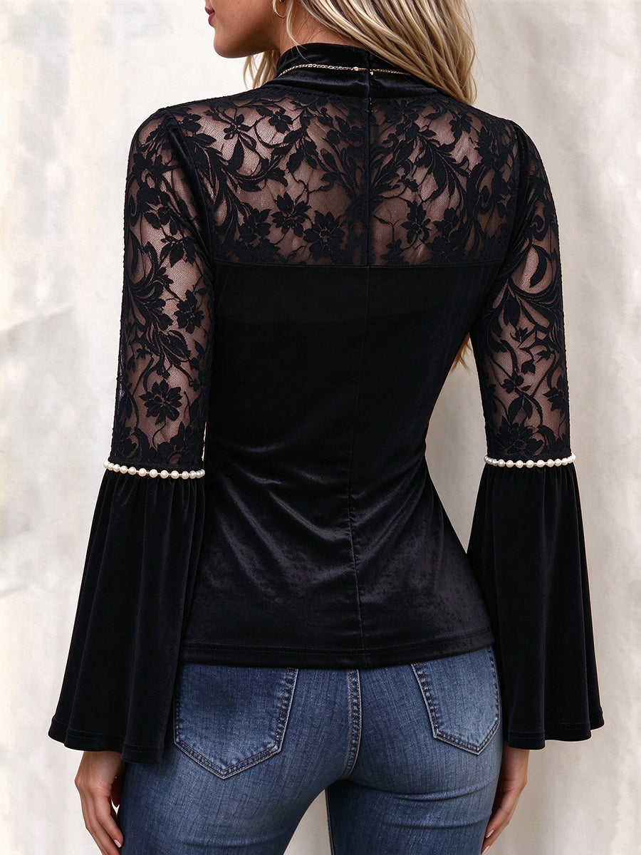 Elegant Mock-Neck Velvet Top
