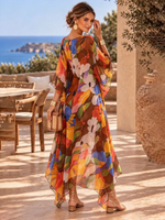 Resort Cozy Chic Floral Long Sleeve Maxi Dress