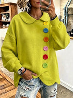 Loose-fit Sweatshirt With A Peter Pan Collar And Colorful Buttons