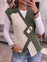 Women's Two-tone Diagonal Color Block Crochet Knit Vest