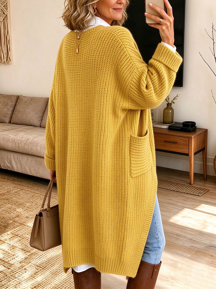 Chic Oversized V-neck Asymmetric Hem Pull-over Sweater