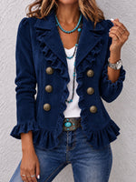 Vintage Ruffle-Trim Corduroy Blazer