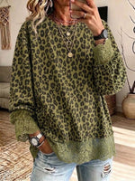 Long-sleeve "faux-layered" Top With Leopard Print And Lace Paneling