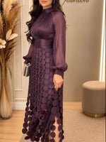 Elegant Patchwork Dress With Tassels