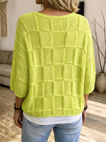 Vibrant Checkerboard Knit Pullover