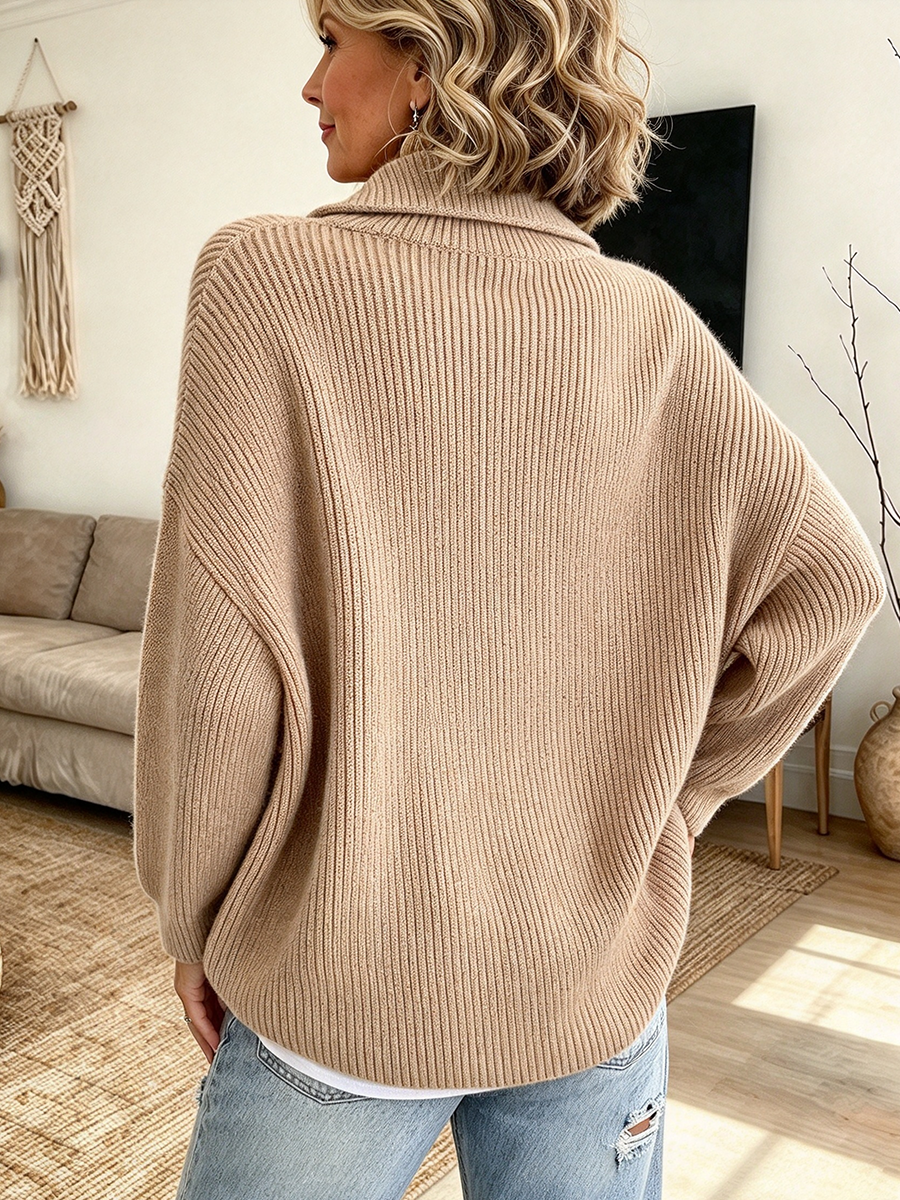 Cozy Relaxed Asymmetric Button Knit Cardigan