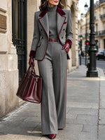 Vintage-inspired Elegant Herringbone Wool-blend Blazer