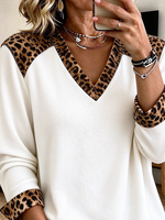 Casual Stylish Leopard Print Patchwork V-neck Top