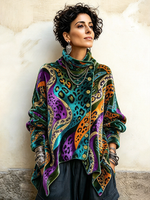 Chic Cozy Bohemian Animal Print Velvet Top