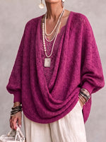 Knit Top With A Cowl Neck, Cut-out Details, And Lantern Sleeves（No lace inner layer）