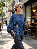 Chic Tencel Denim Wrapped Blouse
