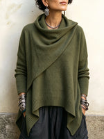 Cozy Draped Cowl-Neck Knit Pullover
