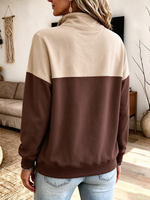 Colorblock Aztec Geometric Print Quarter-zip Sweatshirt