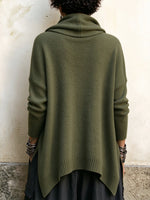 Cozy Draped Cowl-Neck Knit Pullover