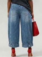 Vintage-wash Wide-leg Utility Jeans