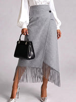 Women's High-waisted Asymmetrical Fringe Wrap Skirt